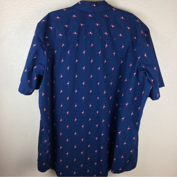 GEORGE CLASSIC FIT NAVY-BLUE PINK FLAMINGO PRINTED CASUAL BUTTON SHIRT MENS 3XL - Picture 6 of 14